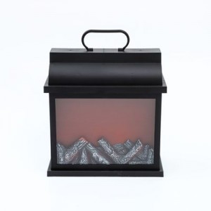 Led Fireplace Lanterns Decorative Flameless Portable Led Lantern with Clock Battery Operated and USB Operated 6 Hours Timer Like Real Flame Shape Fireplace Lanterns for Home Desk Decoration