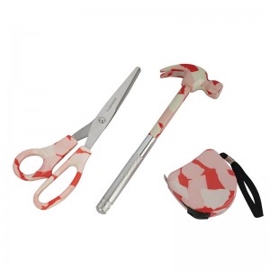3pcs Floral Printed Hand Tool Kits including scissors, tape measures and 6 in 1 hammer